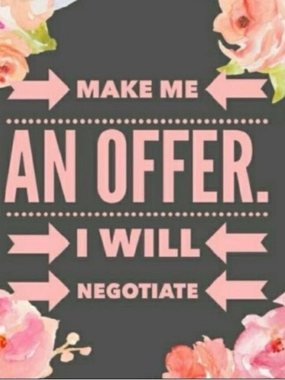 Make Me An Offer Graphic Sign - Pink on Charcoal